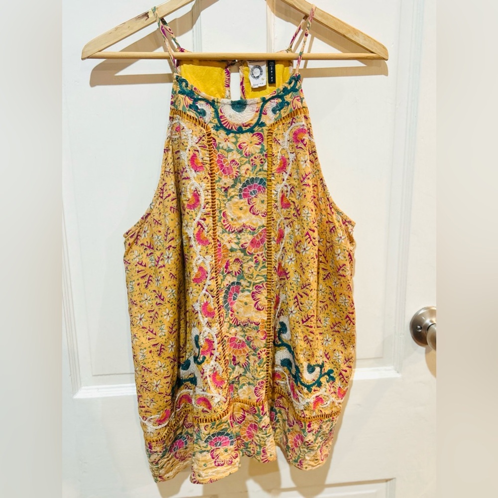 Anthropologie Akemi + Kin Melina Embroidered Halter Top Boho Summer Size 12 - Picture 8 of 14